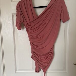 Express Mauve Ruched Bodysuit